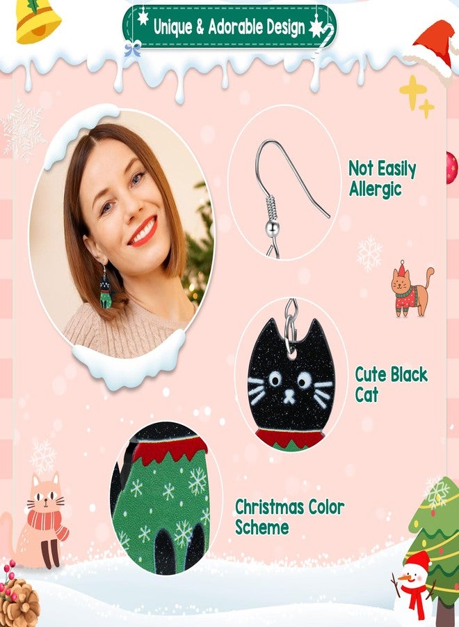 Joyline Christmas gifts for Women Cute Black Cat Acrylic Dangle Earrings - Image 2